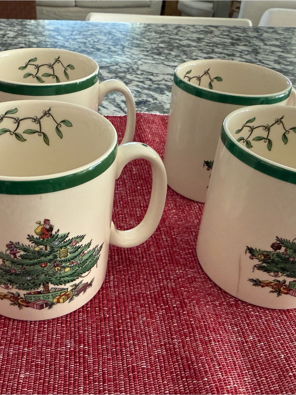 Vintage Spode Holiday Tree Ceramic Coffee Mug - Green Accent